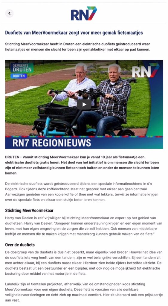 2024-06 MeerVoormekaar Duofiets op RN7 TV 2024-06 MeerVoormekaar Duofiets op RN7 TV